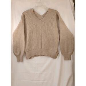 Pink Rose Vintage Sweater Medium V‑Neck Knit Pullover Soft Blush Pink Balloon